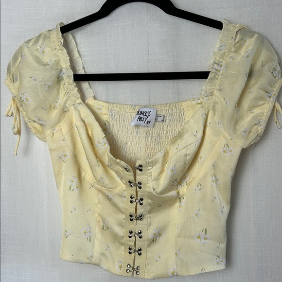 Princess Polly cropped corset top,sz 4, ruffle,floral,hook&eye,coquette,fairy - Picture 11 of 13